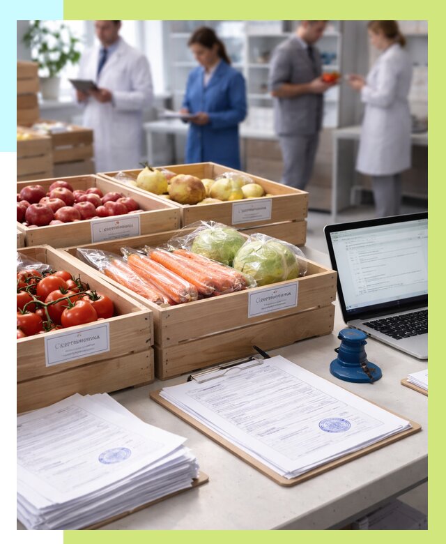 Сертификация овощей и фруктов в Дмитрах от 9112 р. | Алешин-Дмв
