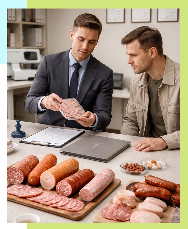 Сертификация колбасных изделий в Дмитрах от 8040 р. | Алешин-Дмв