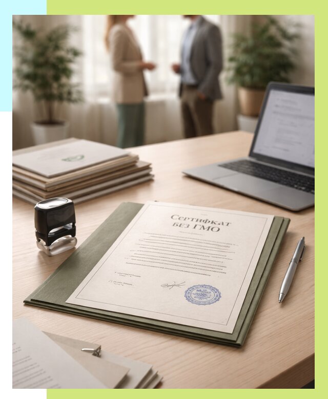 Сертификат без ГМО в Дмитрах от 8040 р. оформить срочно Алешин-Дмв