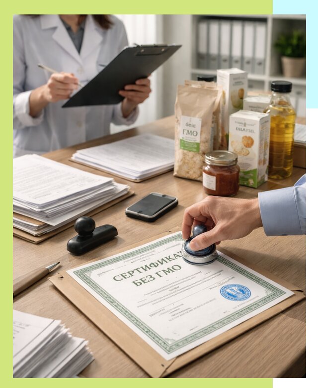 Получение сертификата Без ГМО для продукции в Дмитрах